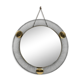 Miroir vintage métal ajouré et laiton Vereinigte Werkstätten Munchen 1950
