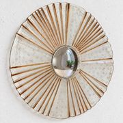 Grand miroir en verre en forme de soleil / années 1960 / 78 cm