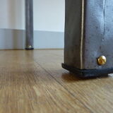 Metal kitchen table with gray speckled enameled top from the 1940s