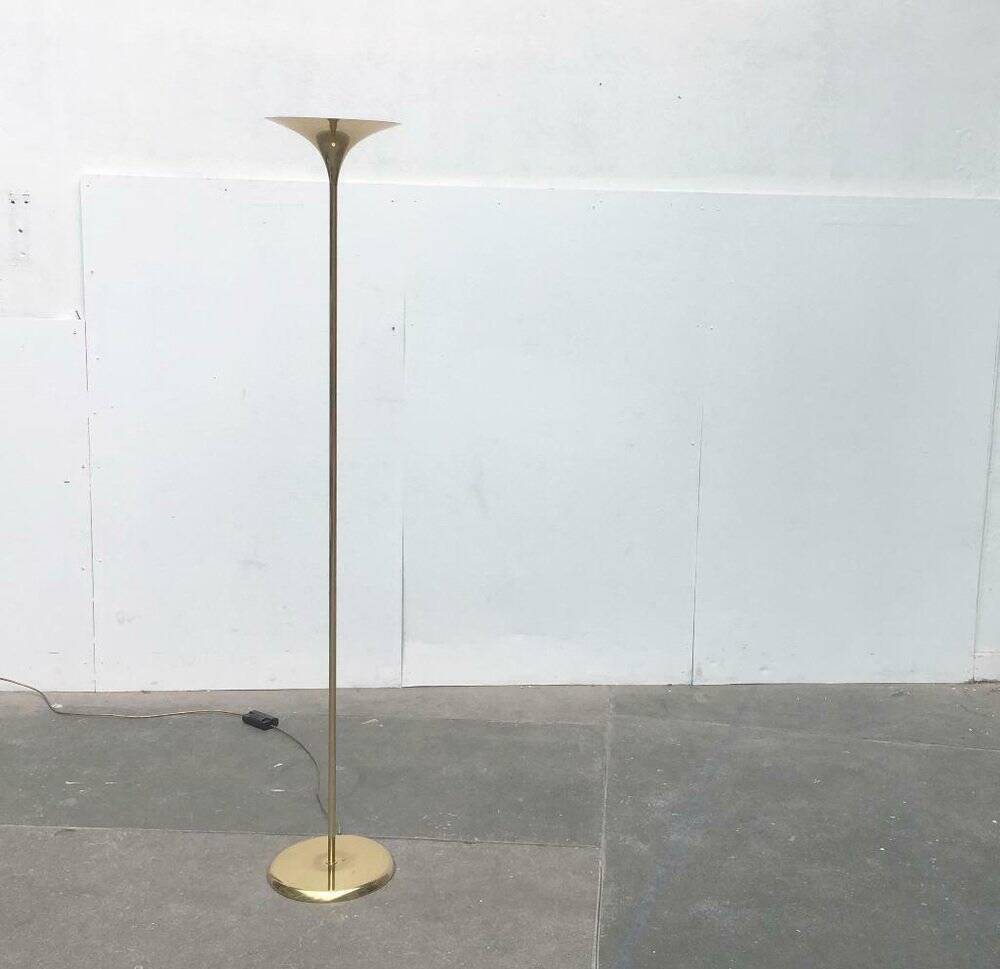 Vintage German floor lamp in Hollywood Regency style made of brass by Doria Leuchten, 1970s.