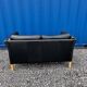 Danish vintage 2 seater black leather sofa 1970s