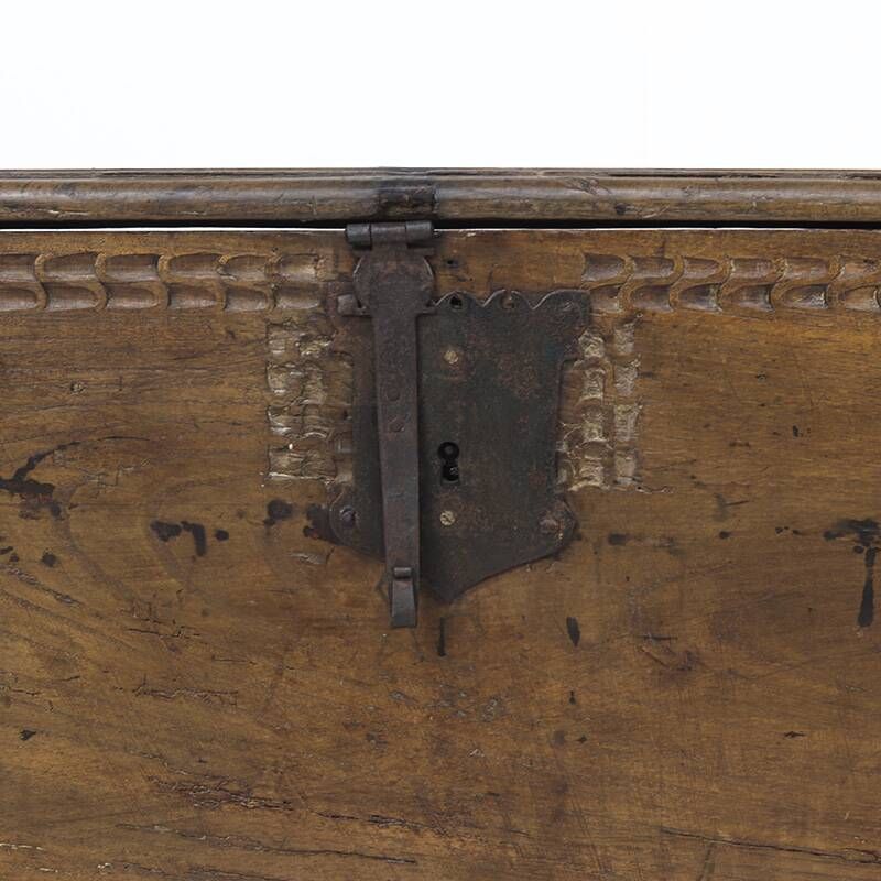 Large 18th Century Rustic Antique Farmhouse Folk Art Blanket Chest