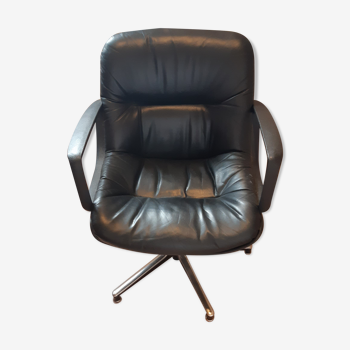 Fauteuil cuir noir pivotant Sedinternational