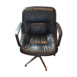 fauteuil cuir noir pivotant
