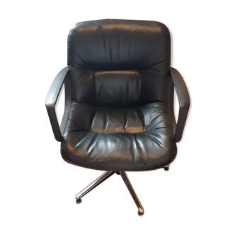 Fauteuil cuir noir pivotant Sedinternational