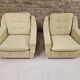 Pair of vintage 70's green fabric armchairs