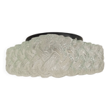 Scandinavian ceiling/wall light in structured glass from the 70s