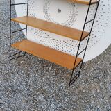 String shelf from the 60s in oak and metal