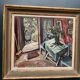 Oil on panel by Swedish artist – "Interior with figure" by Olle Nordberg (1905–1986) – 1944 – vintage and framed – 40×46 cm (15.7"×18.1")