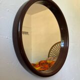 Vintage chocolate plastic round mirror 1970