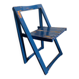Folding chair in blue painted wood, Italy 1960