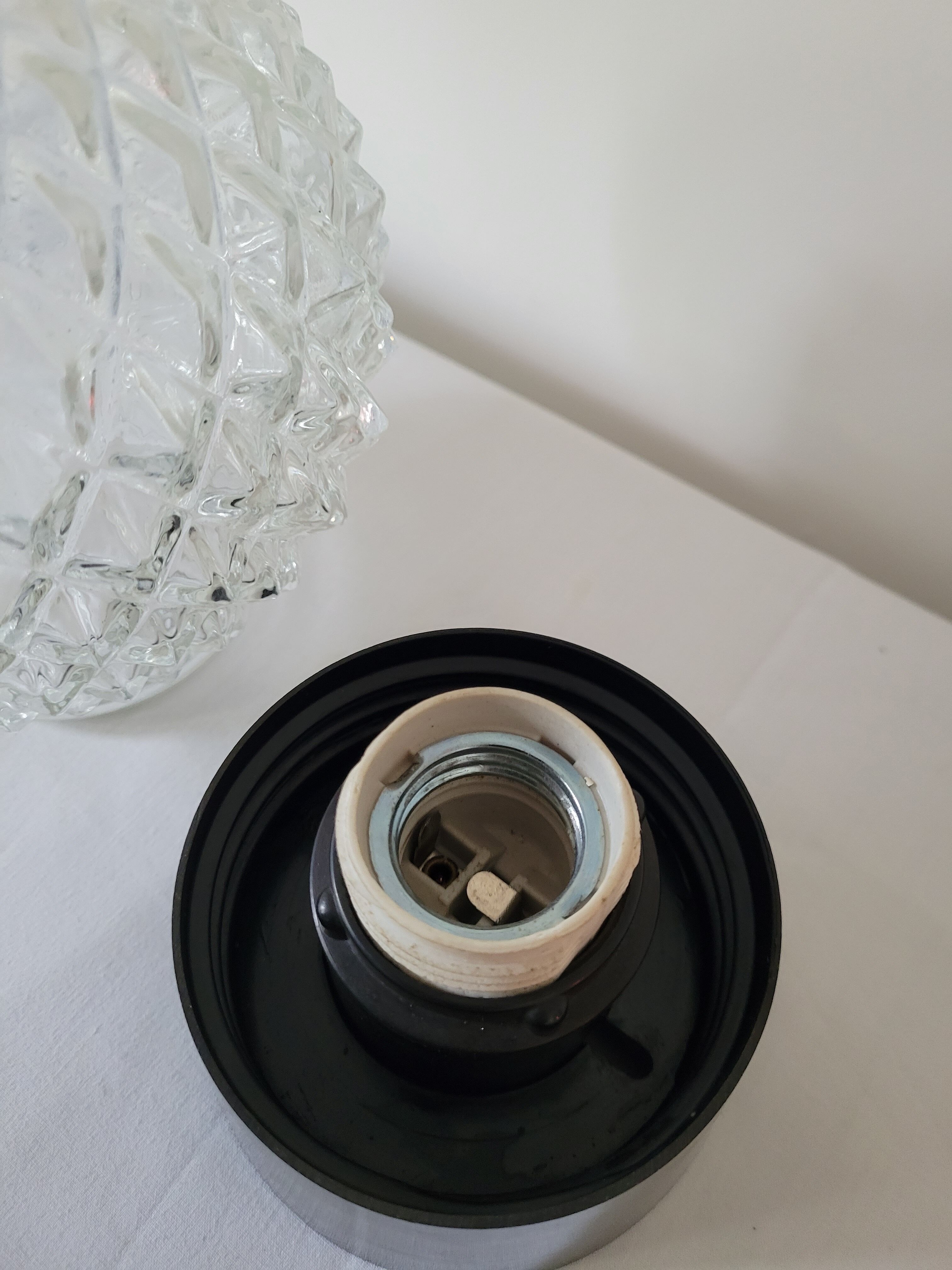 Glass ceiling lamp and bakelite RZB Leuchten