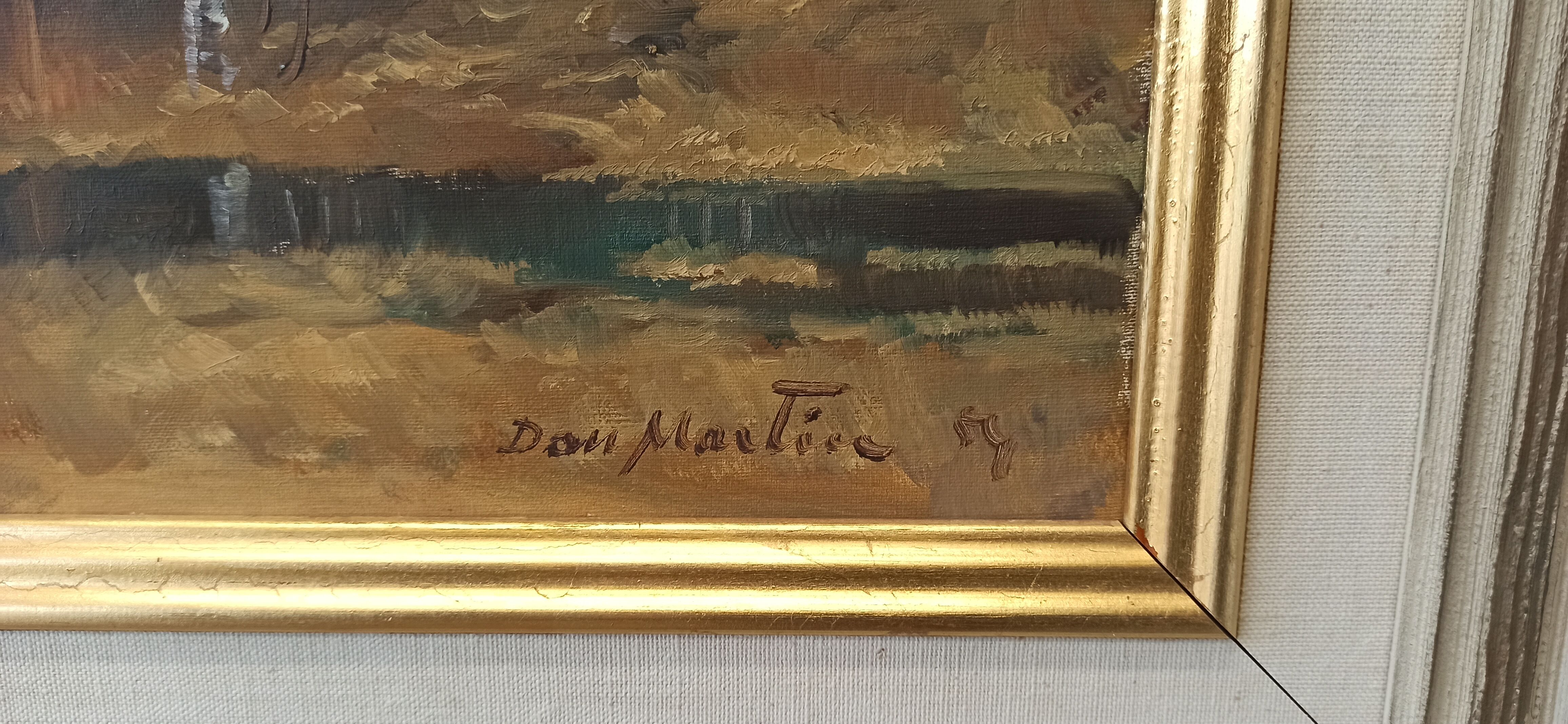 Huile sur toile. Paysage forestier par Dan Martin Masell (1910-1999).