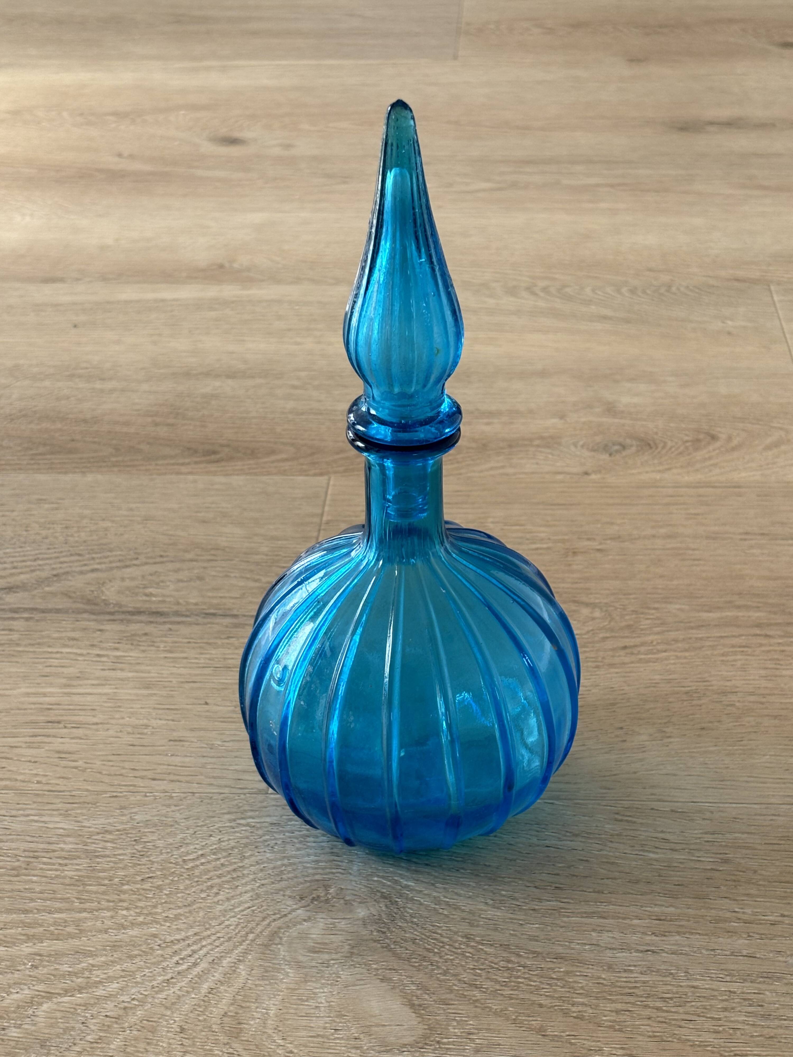 Vintage Empoli Glass Decanter with Stopper, Italy, 1960s