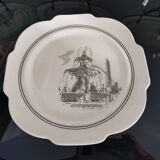 Series of 12 dessert plates and its cake tray Gien Paris Monuments