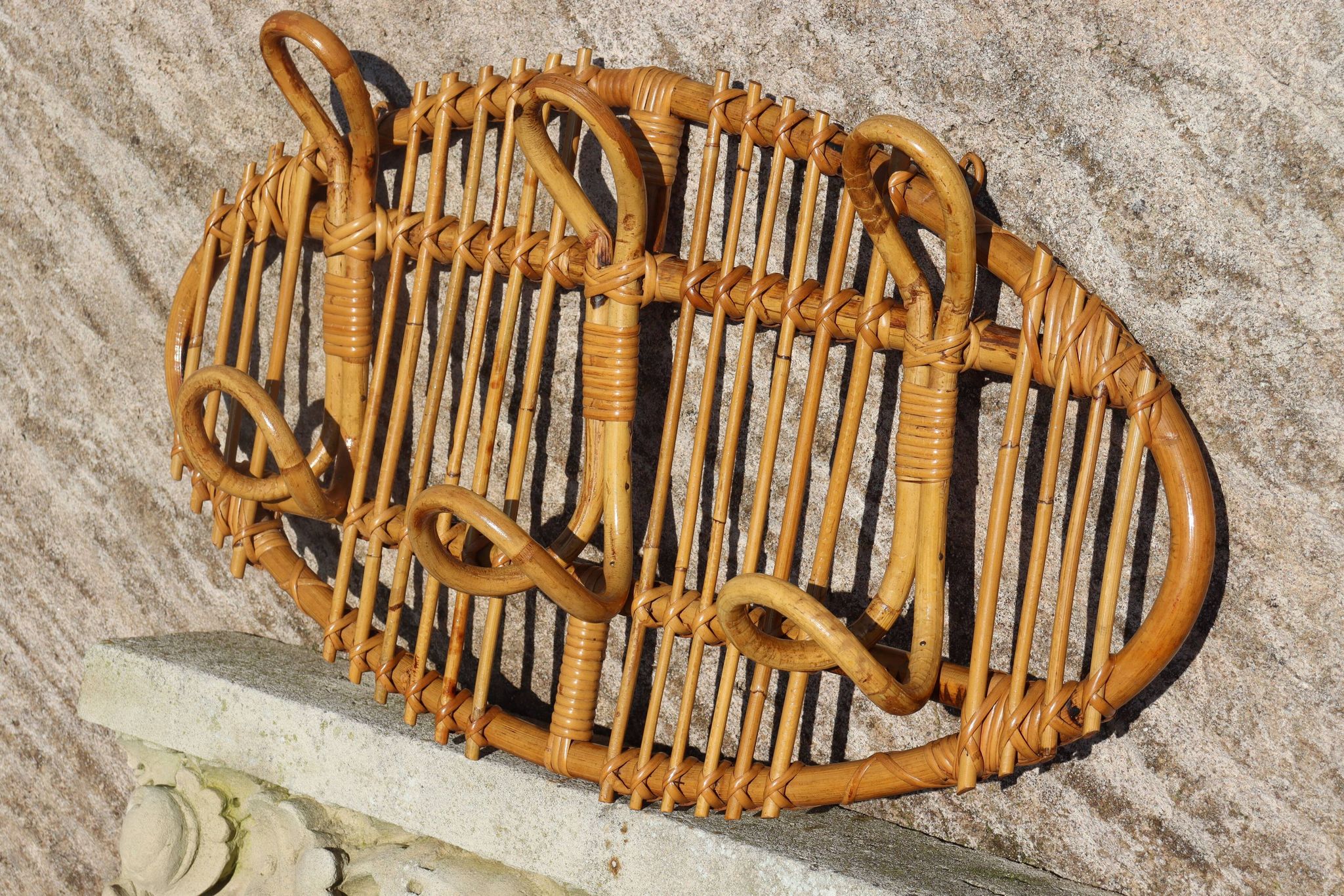 Italian rattan coat rack