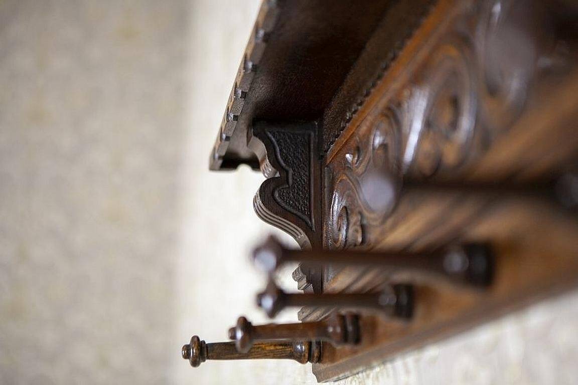Early 20th Century Oak Coat Rack in Dark Brown, 1950s