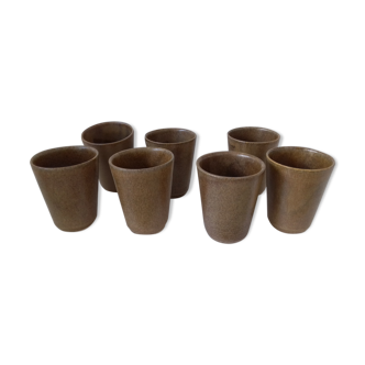 7 stoneware vintage glasses