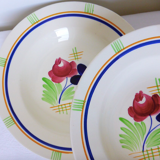 Set of 4 vintage soup plates from the Gien factory, Robinson model