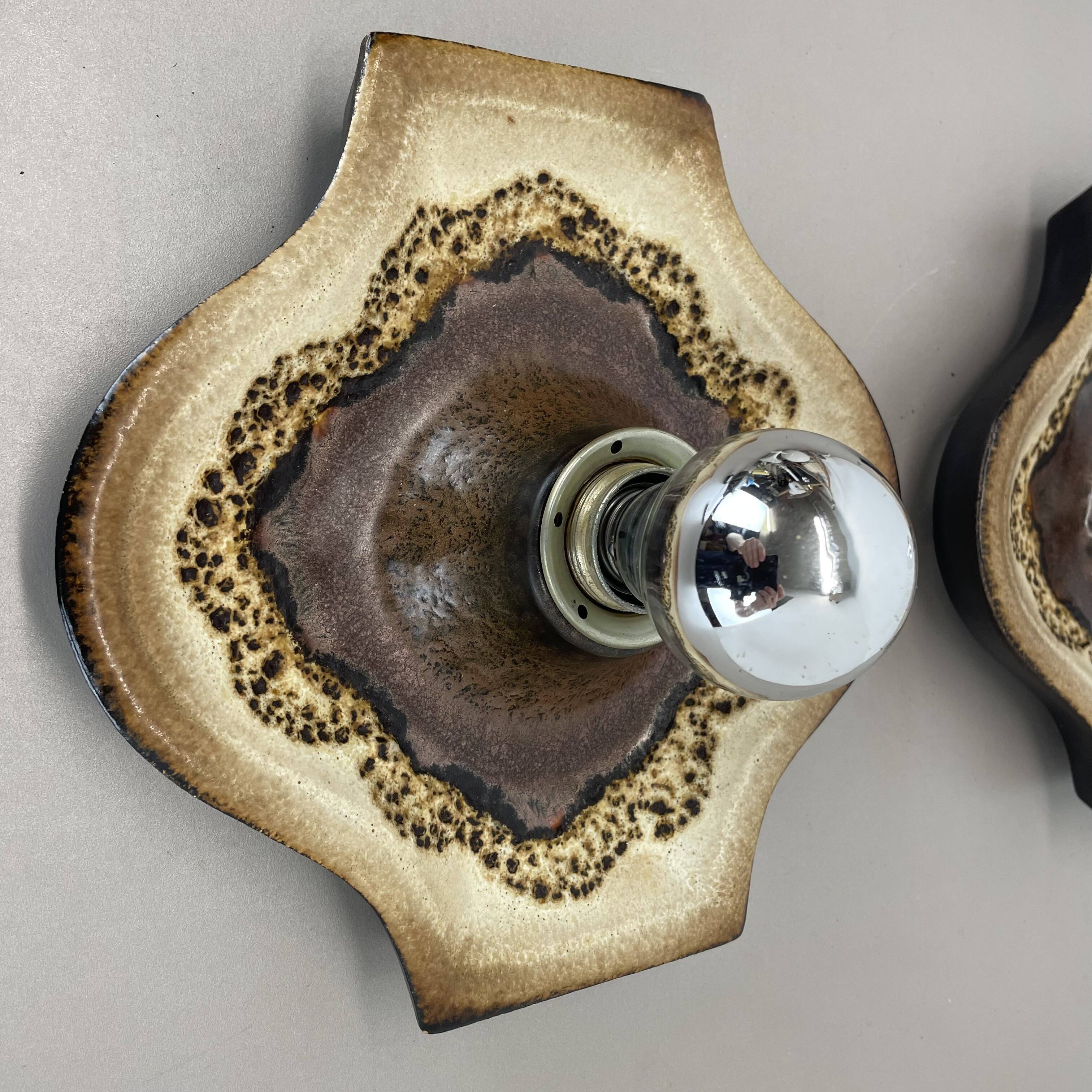 Set of Two POP ART Ceramic Fat Lava Wall Lights by ARO Lights Germany 1970s