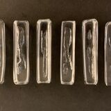 6 Striated and textured Daum crystal knife holders in their original box