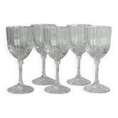 5 verres à liqueur en verre épais taillé vintage