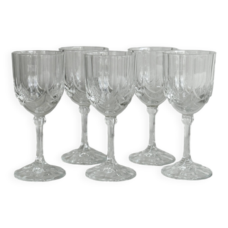 5 verres à liqueur en verre épais taillé vintage
