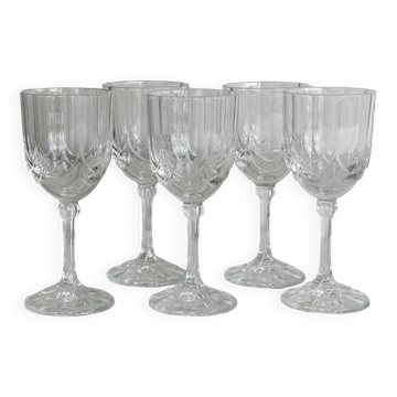 5 Vintage Cut Thick Glass Shot Glasses