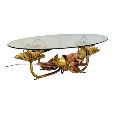 Table basse sculpture éclairante par Henri Fernandez, France 70's