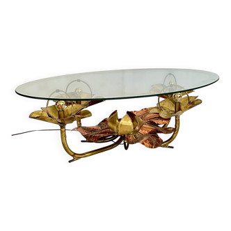 Sculptural coffee table with lighting by Henri Fernandez, France 70s