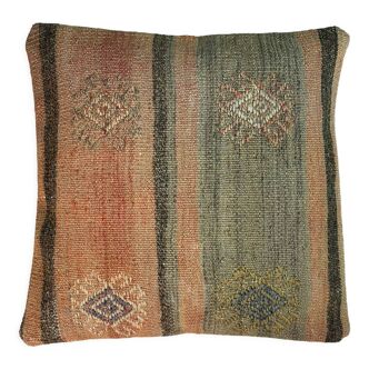 Vintage Turkish Kilim Cushion Cover , 40 x 40