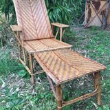 Chaise longue en rotin