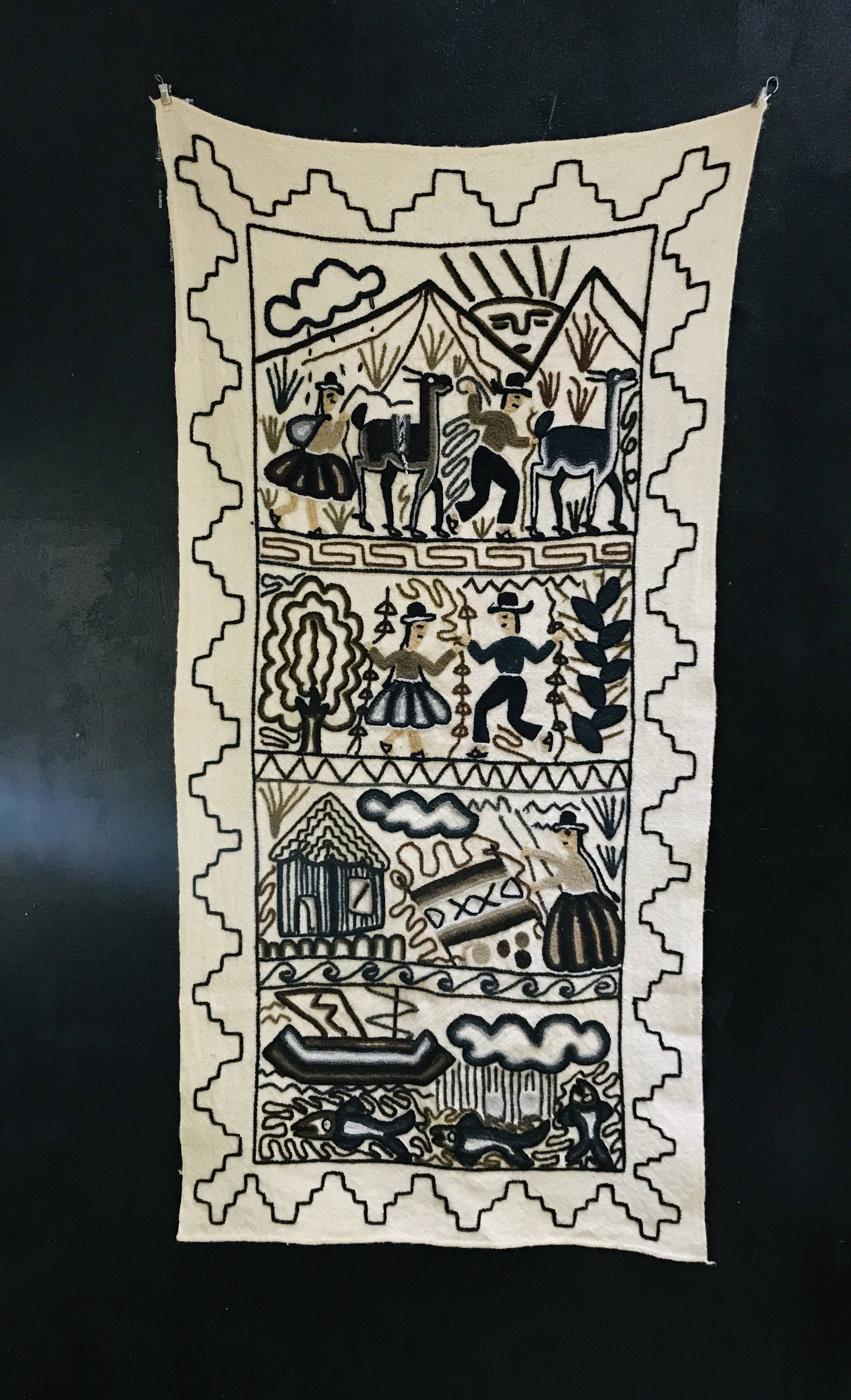 Large vintage wall tapestry Bolivia Peru