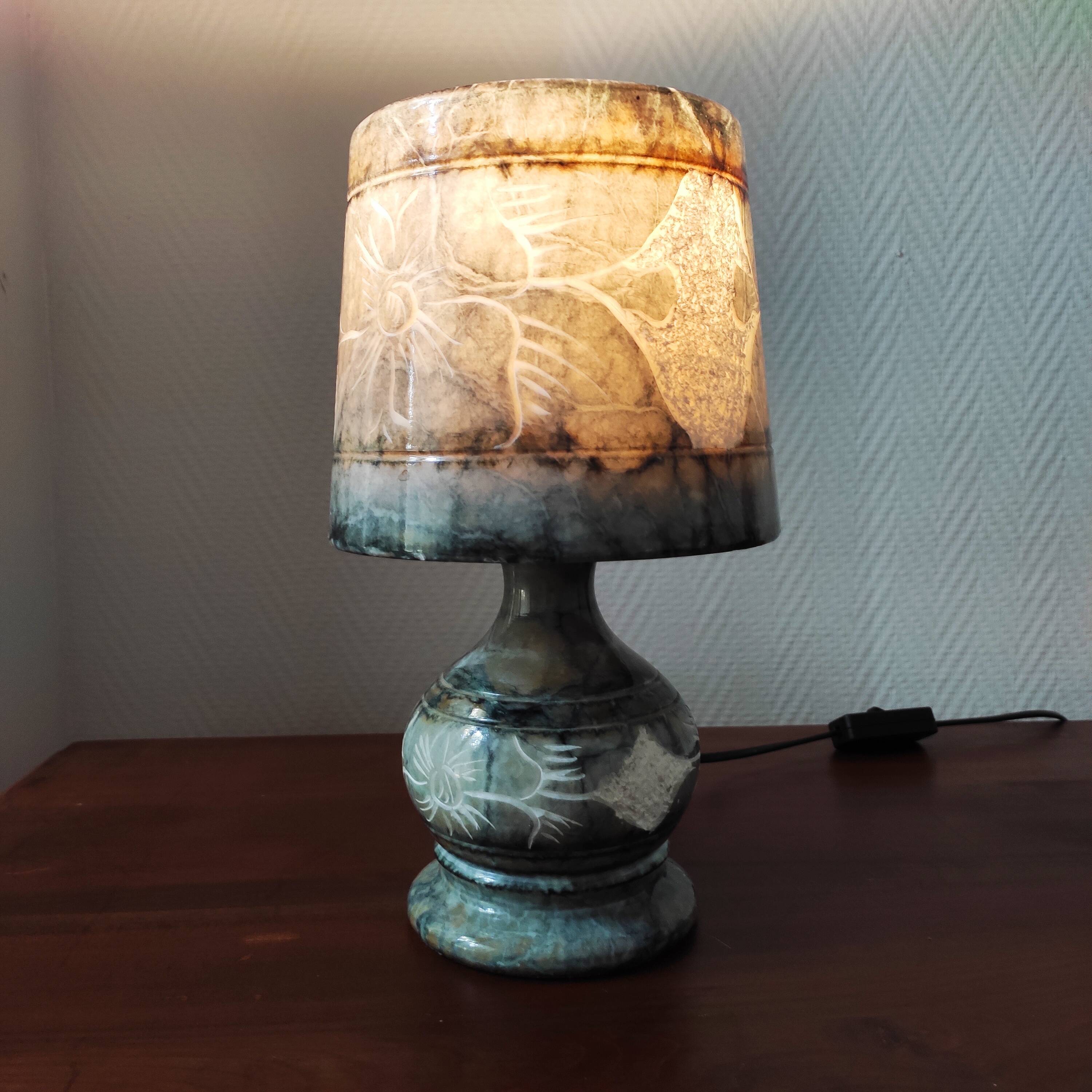 Lampe vintage 70 en onyx gris