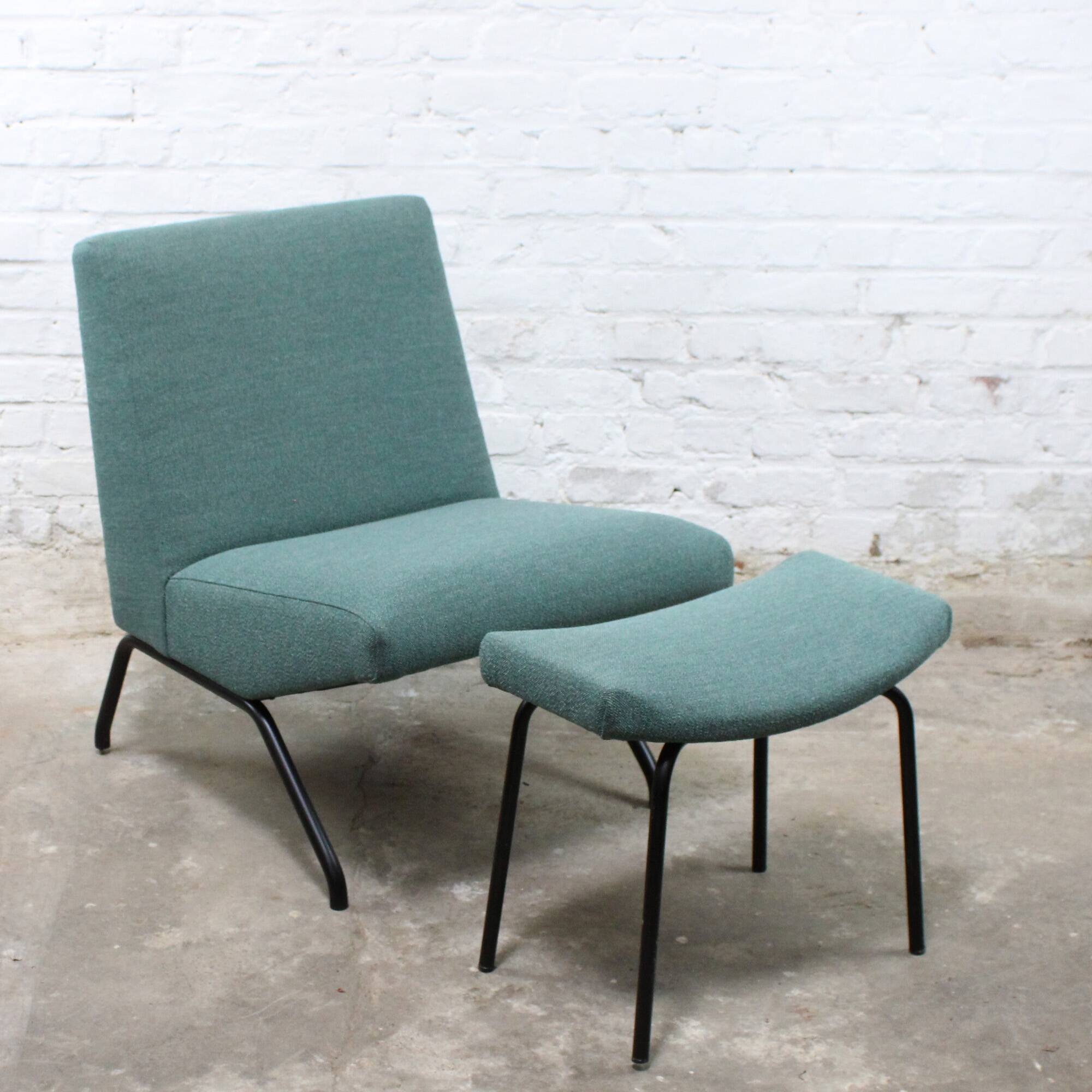 "Visitor" model armchair and ottoman by Pierre Guariche for Meurop