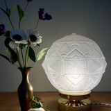Vintage art deco globe table lamp in frosted glass