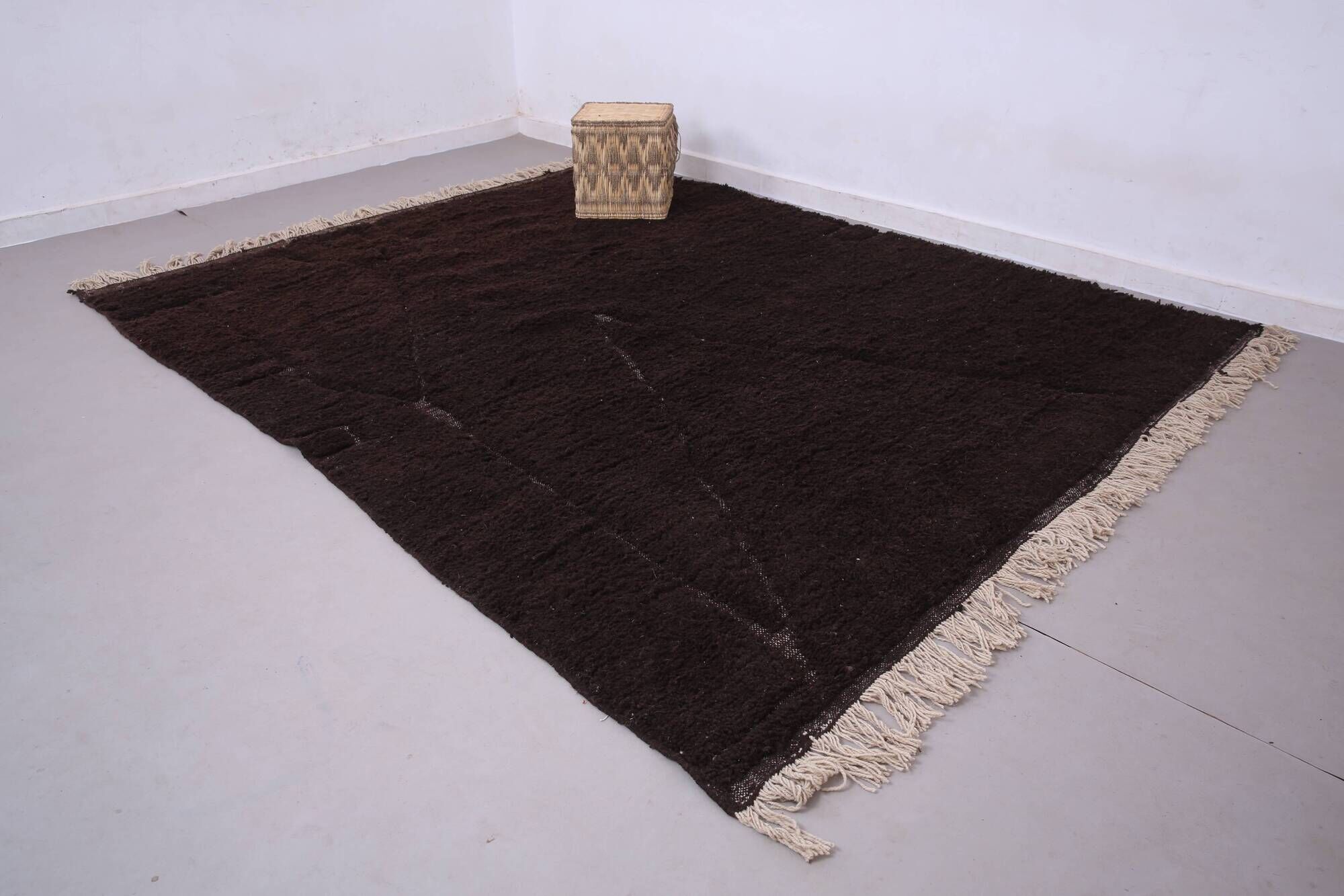 Espresso Brown Moroccan Rug 248 x 310 cm - Vintage Moroccan Rug  Bohemian