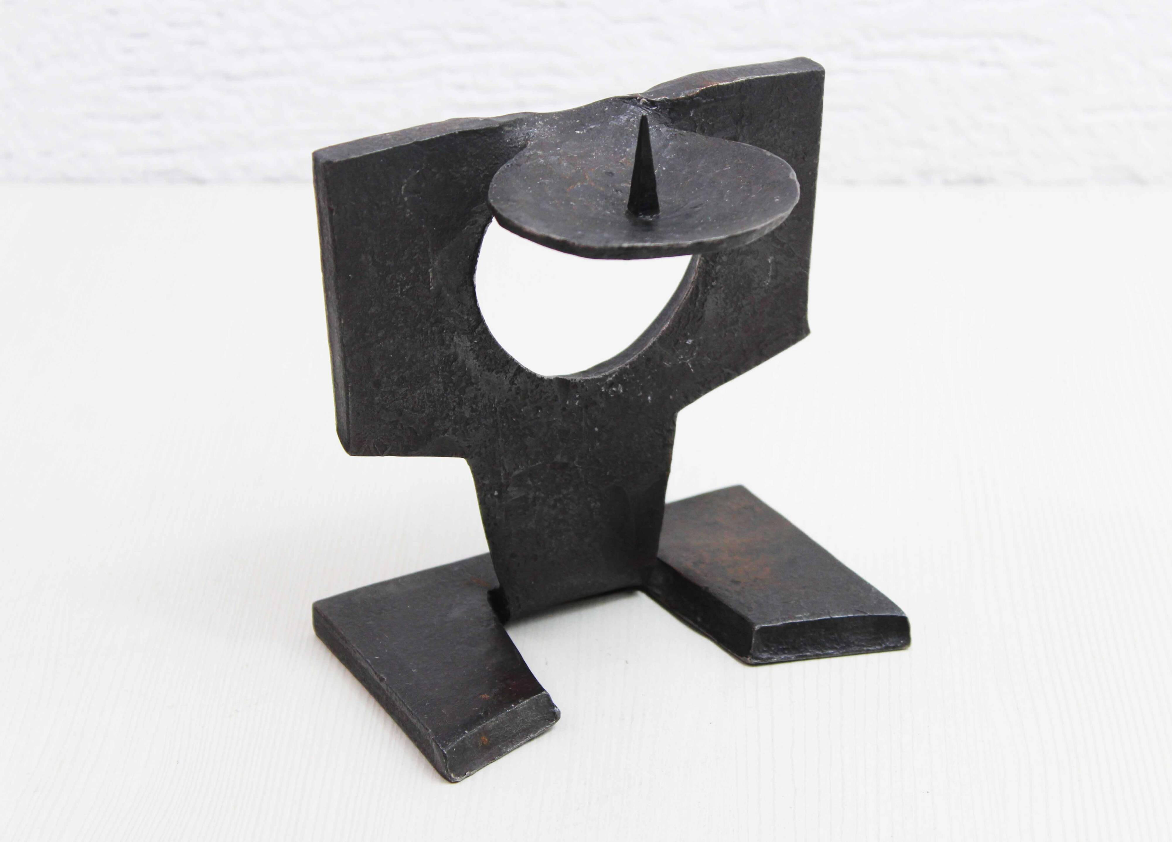 Brutalist cast iron candlestick