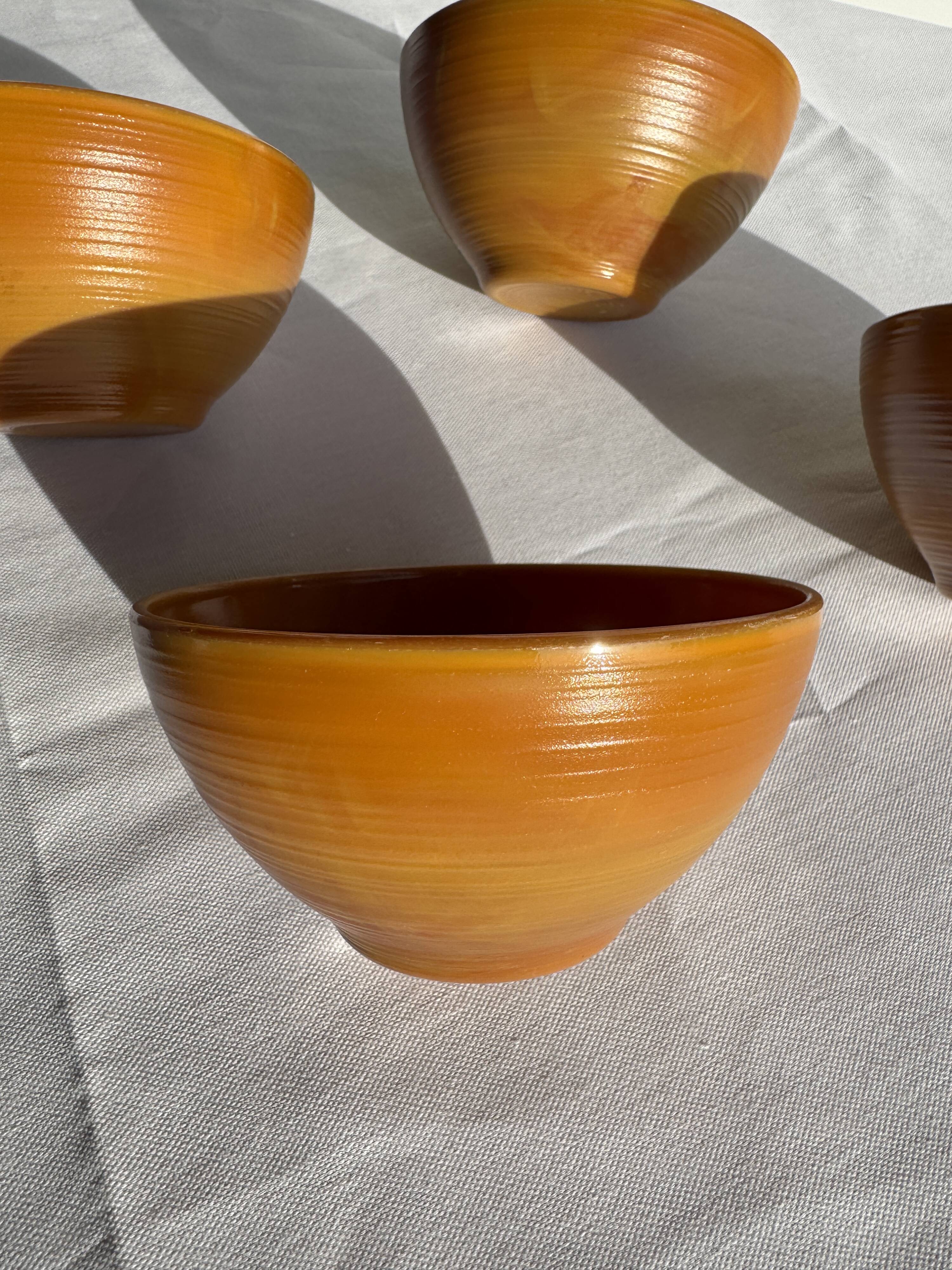 Lot de 4 petits bols marrons en verre H12 D13