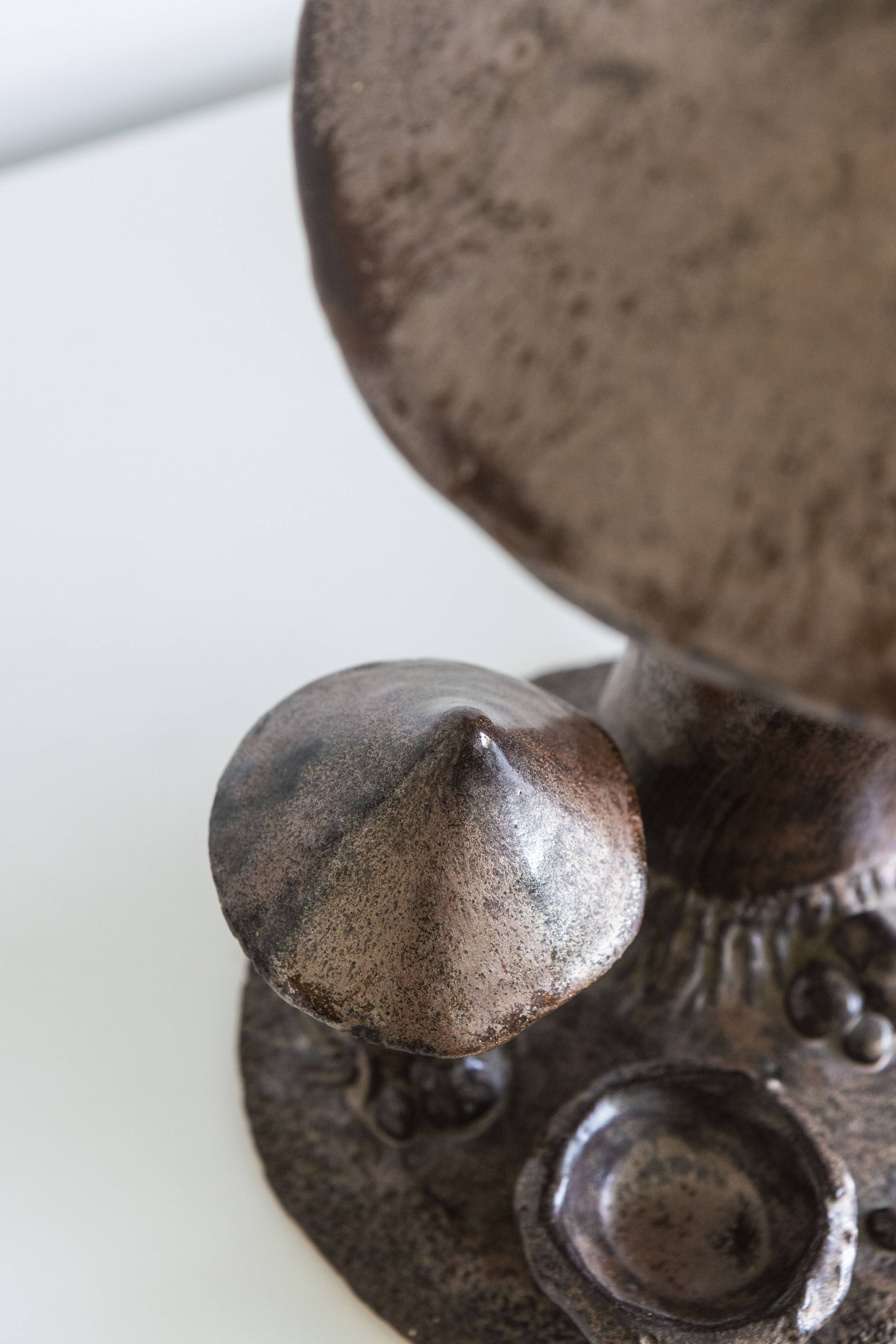 Lampe céramique champignons années 70