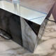 Metal lamp, black plexiglass and its original shade.