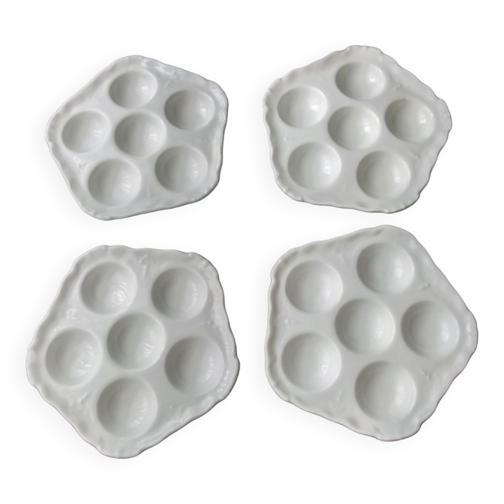 Lot De 4 Assiettes à Escargots Pyrex – Vintage état Correct