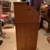 Pine desk with sliding wooden curtain