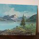 peinture à l'huile sur isorel des années 1950, paysage de montagne