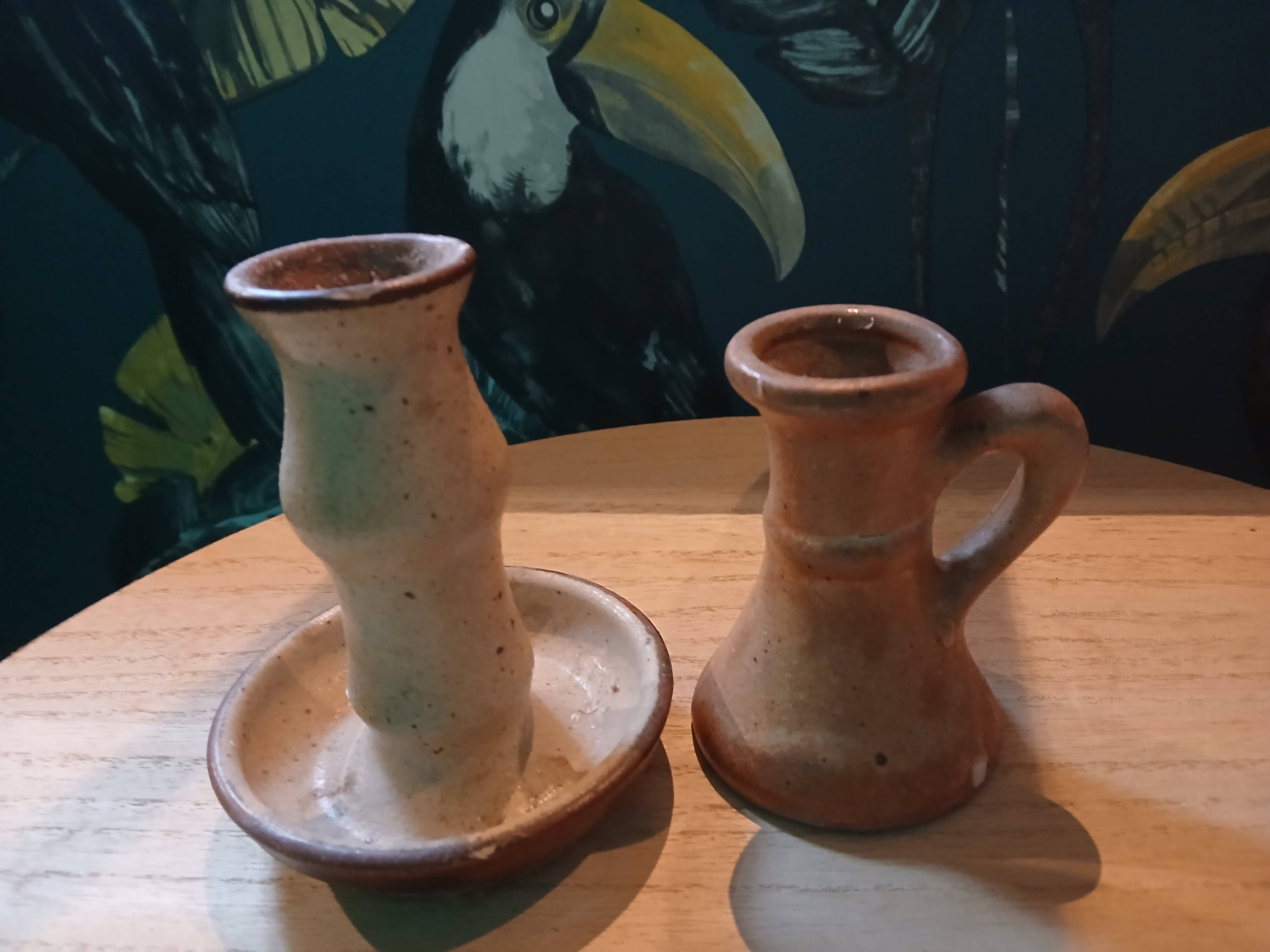 Bougeoirs en grès vintage