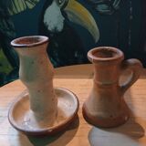 Bougeoirs en grès vintage
