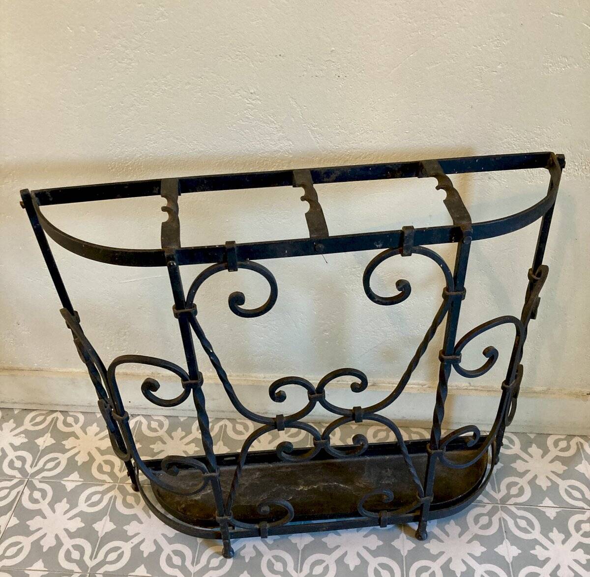 Antique wrought iron umbrella stand - early 20th century