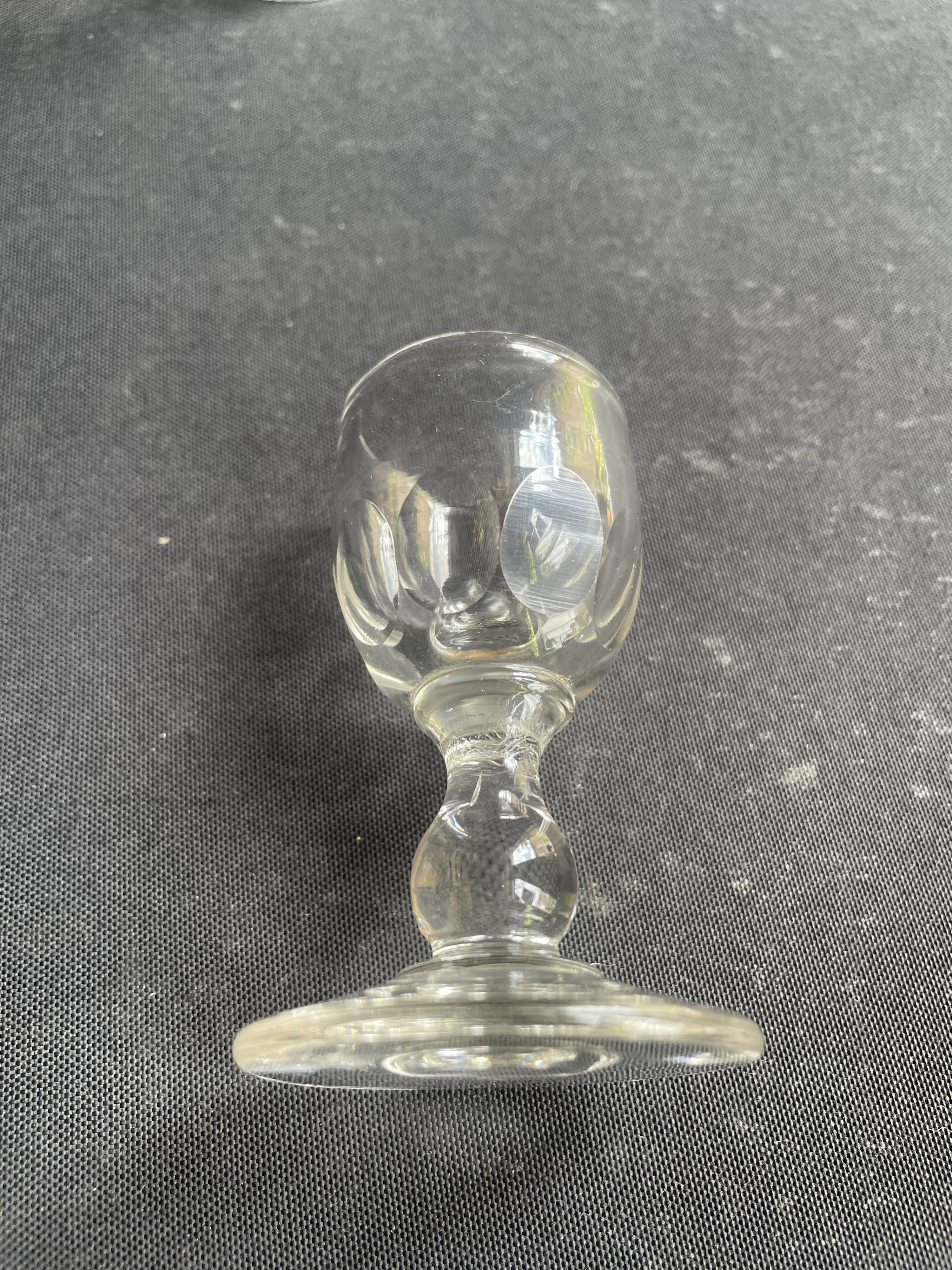 7 liqueur glasses – ½ Strong blown and cut crystal 19th century