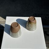 Set of 2 cups in Indonesian ceramic (brown & speckled glazed matte)