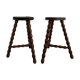 Pair of tripod stools turned wood